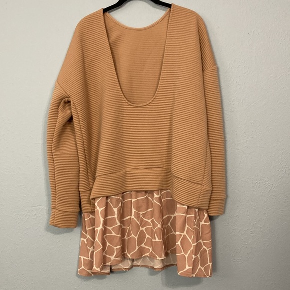 ASOS DESIGN Womens Size 8 Curve 2 in 1 Rib Sweater Dress Giraffe Print Hem Blush - Picture 6 of 12